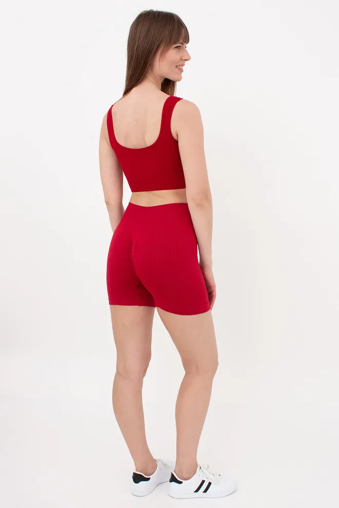 Жіночі безшовні шорти в рубчик з пуш-ап ефектом SHORTS RIB SHAPE Giulia (winery), бордовий