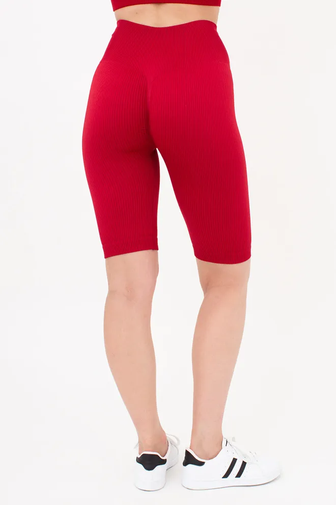 Жіночі безшовні велосипедки в рубчик з пуш-ап ефектом TRACKS RIB SHAPE Giulia (winery), бордовий