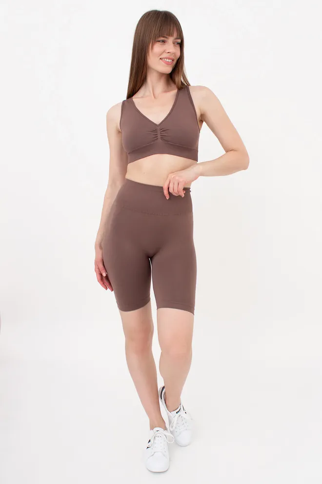 Женские велосипедки с пуш-ап эффектом бесшовные TRACKS SHAPE Giulia (deep taupe), коричневый