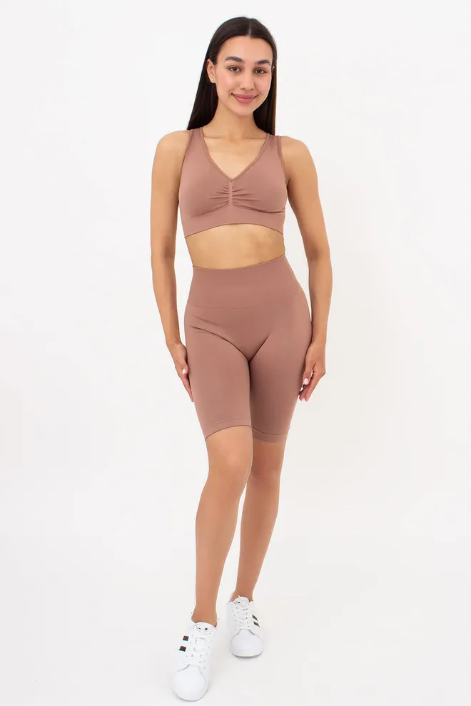 Женские велосипедки с пуш-ап эффектом бесшовные TRACKS SHAPE Giulia (mokko), коричневый