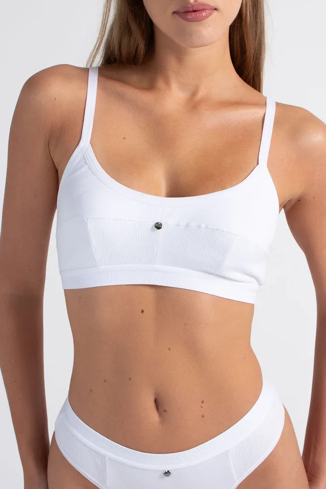 Хлопковый бюстгальтер-топ в рубчик URBAN RIB 4109/60 Giulia (white), белый