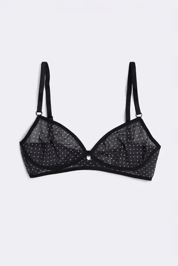 Бюстгальтер бралетт в горошек Glam 1611/40 Giulia (black dots), черный