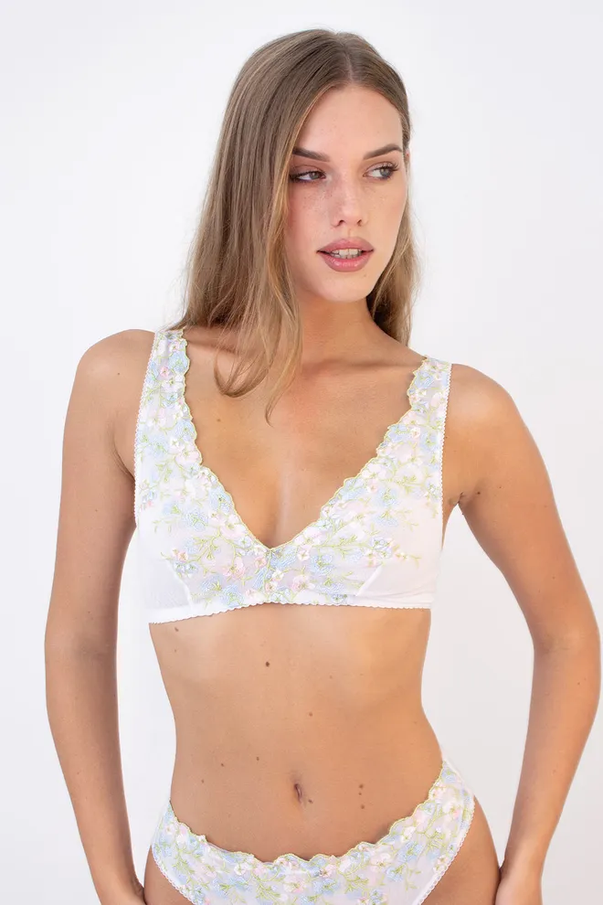 Бюстгальтер бралетт из кружева OLYMPIA 1301/47 Giulia (white/blue), белый