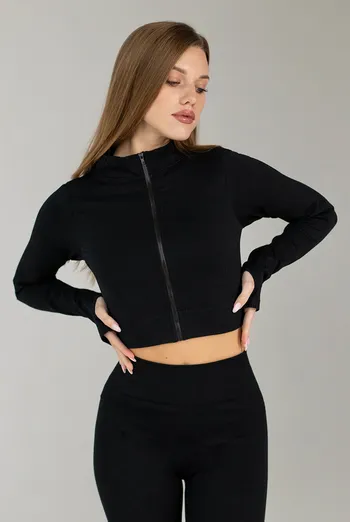 Кроп-кофта на молнии FLEX CROP «Zip-Up Active» Flexit (black), черный