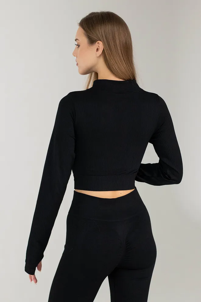 Кроп-кофта на молнии FLEX CROP «Zip-Up Active» Flexit (black), черный