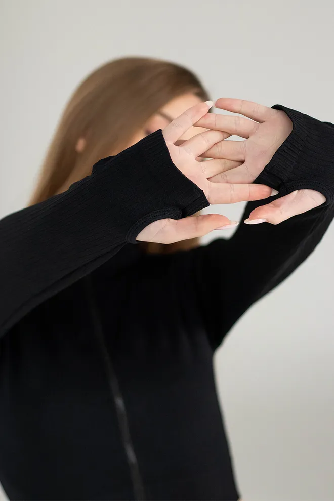 Кроп-кофта на молнии FLEX CROP «Zip-Up Active» Flexit (black), черный