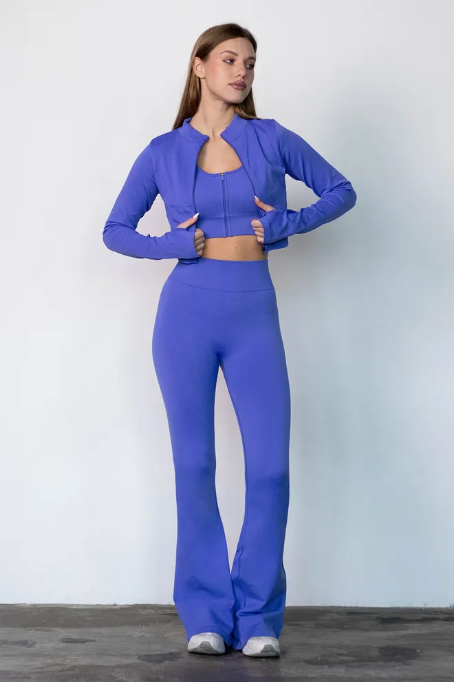 Кроп-кофта на молнии FLEX CROP «Zip-Up Active» Flexit (cobalt blue), синий