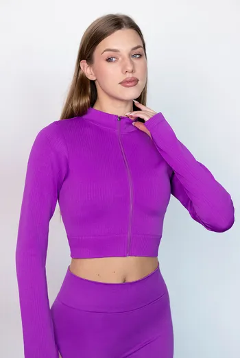 Кроп-кофта на молнии FLEX CROP «Zip-Up Active» Flexit (dark purple), фиолетовый Кроп-кофта на молнии FLEX CROP «Zip-Up Active» Flexit (dark purple), фиолетовый