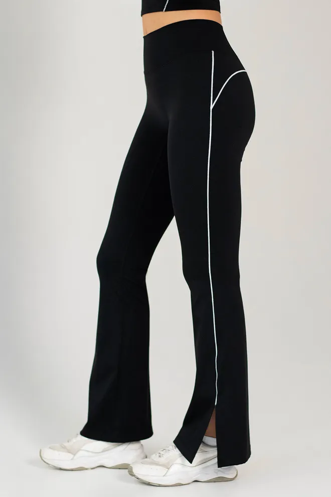 Леггинсы с окантовкой FLEX FLARED PANTS Retro Stripe Flexit (black), черный