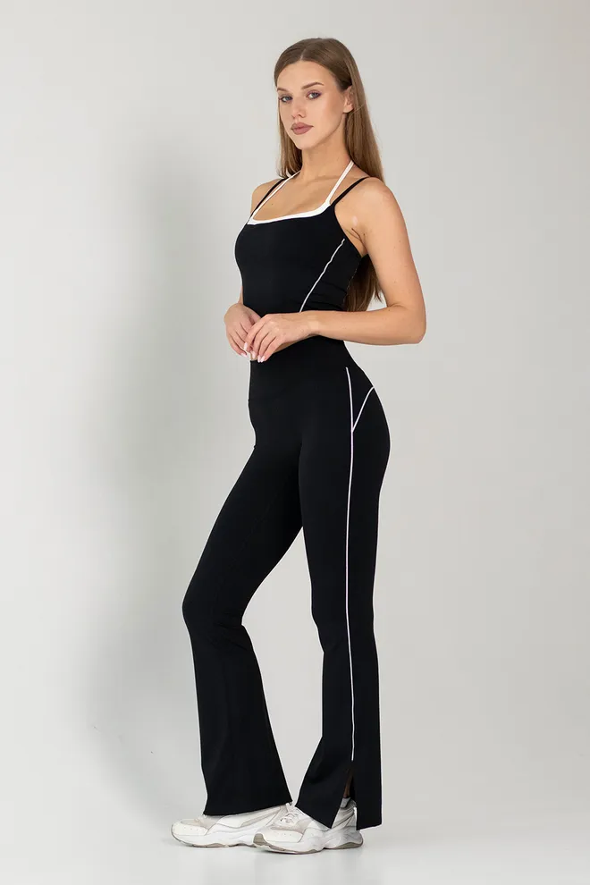 Леггинсы с окантовкой FLEX FLARED PANTS Retro Stripe Flexit (black), черный