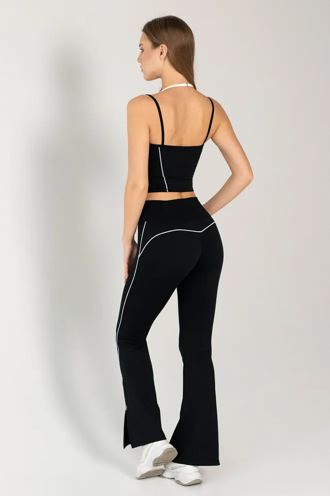 Леггинсы с окантовкой FLEX FLARED PANTS Retro Stripe Flexit (black), черный