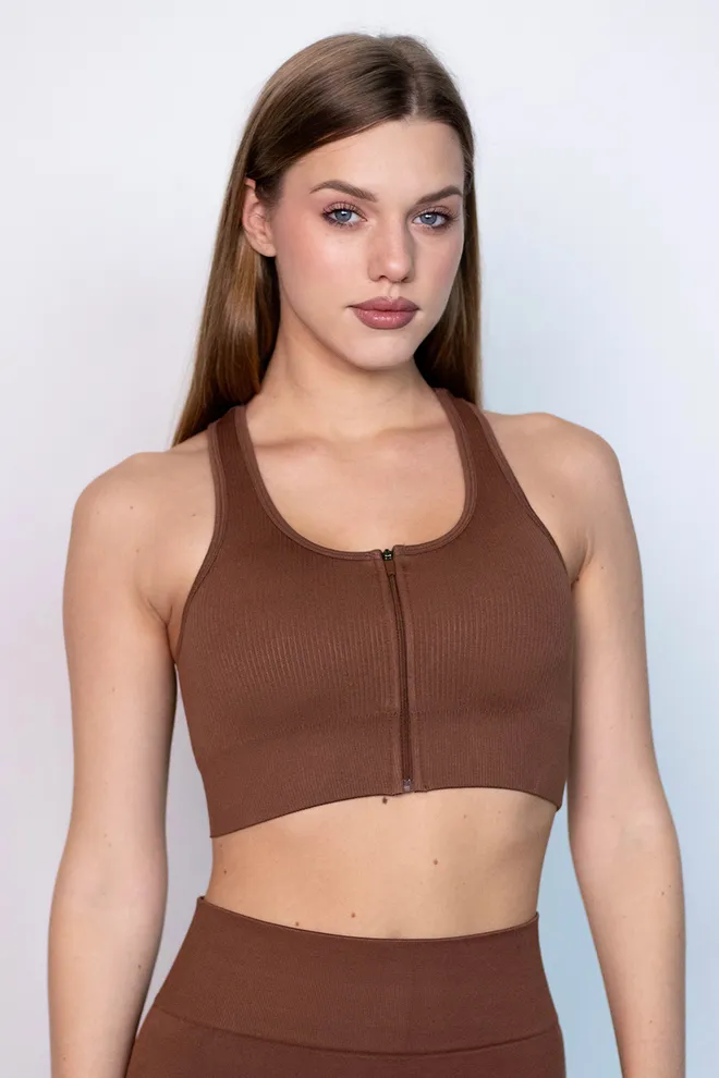Топ-борцовка на молнии FLEX TOP «Zip-Up Active» Flexit (coffee), коричневый