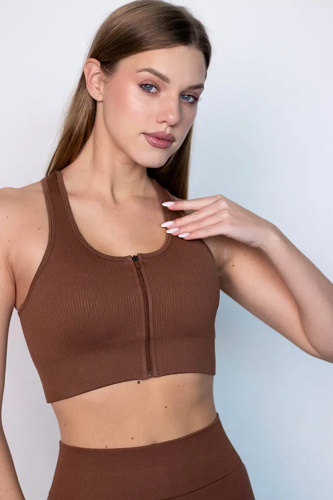 Топ-борцовка на молнии FLEX TOP «Zip-Up Active» Flexit (coffee), коричневый