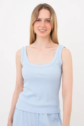 Женская майка с квадратным вырезом в рубчик RIB 3815/010 Giulia (light blue), голубой Женская майка с квадратным вырезом в рубчик RIB 3815/010 Giulia (light blue), голубой