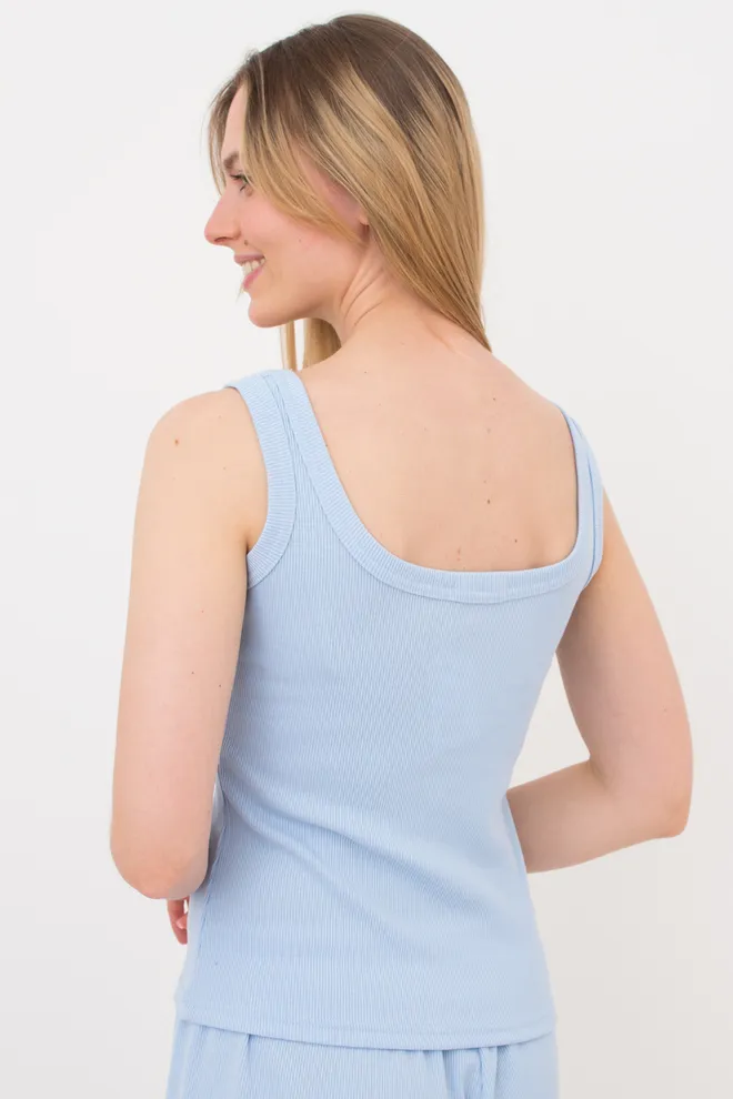 Женская майка с квадратным вырезом в рубчик RIB 3815/010 Giulia (light blue), голубой