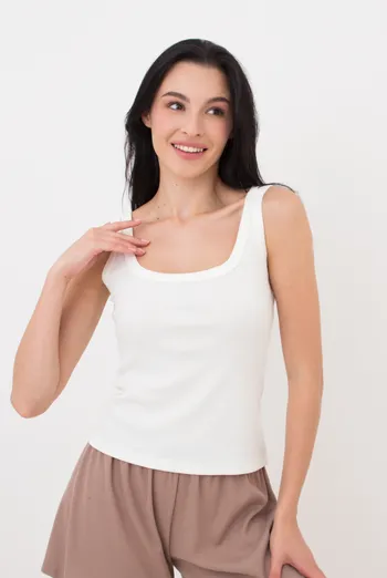 Женская майка с квадратным вырезом в рубчик RIB 3815/010 Giulia (milk), белый Женская майка с квадратным вырезом в рубчик RIB 3815/010 Giulia (milk), белый