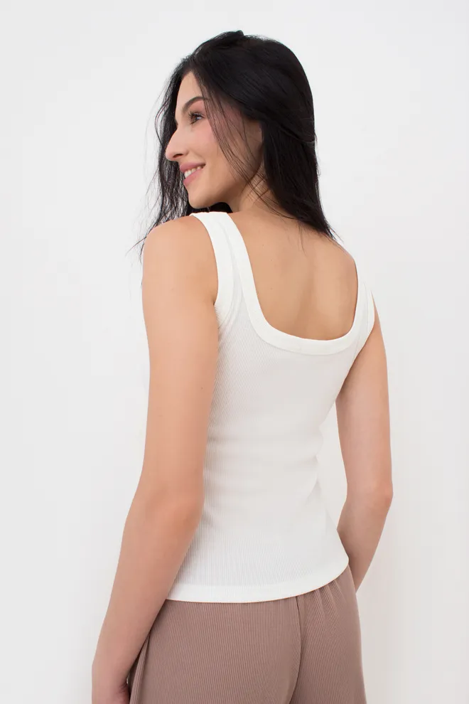 Женская майка с квадратным вырезом в рубчик RIB 3815/010 Giulia (milk), белый