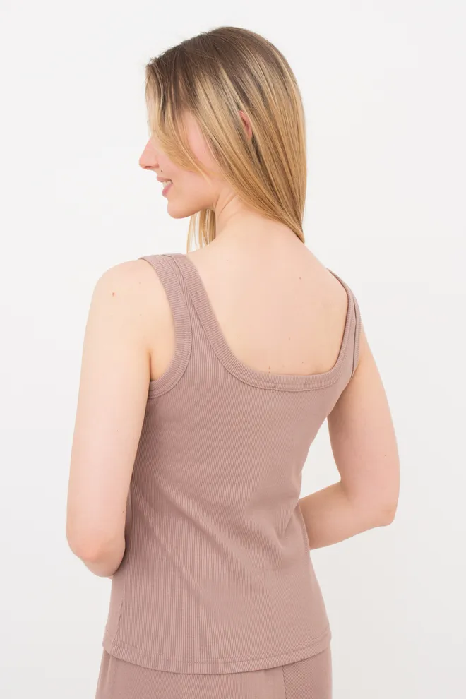 Майка женская с квадратным вырезом в рубчик RIB 3815/010 Giulia light beige (бежевый)