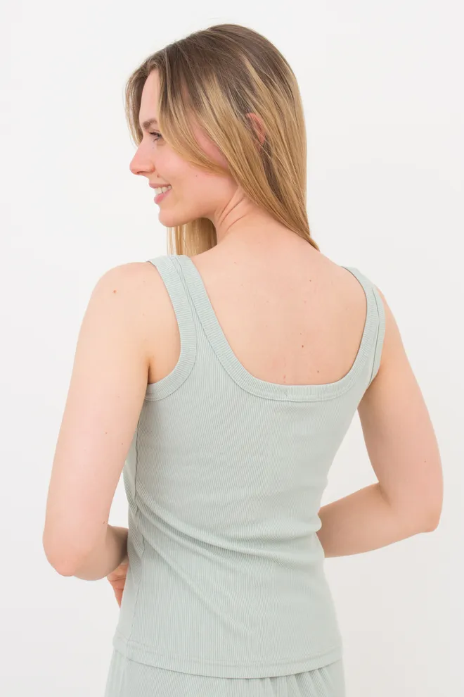 Майка женская с квадратным вырезом в рубчик RIB 3815/010 Giulia mint (зеленый)