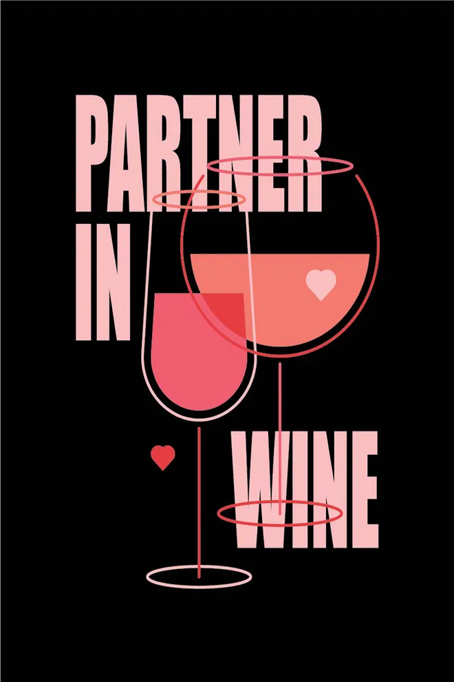 Футболка женская с надписью "Partner in wine" T-SHIRT WOMEN UNIQUE PRINT 4802/010, black W00013 (черный)