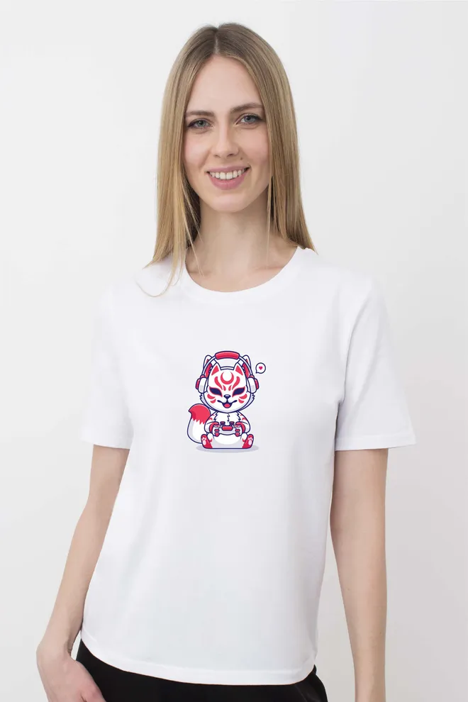 Футболка женская с рисунком (CAT) T-SHIRT WOMEN UNIQUE PRINT 4802/010 (white W00057), белый