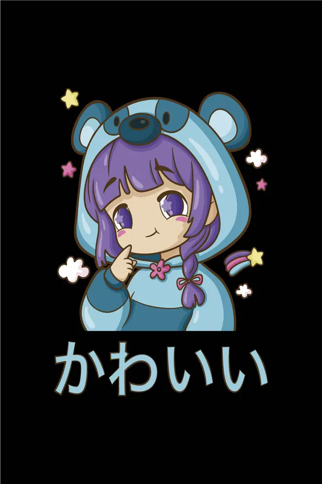 Футболка женская с рисунком "Аниме" T-SHIRT WOMEN UNIQUE PRINT 4802/010 (black W00059), черный