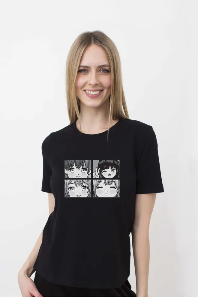 Футболка женская с принтом "Аниме" T-SHIRT WOMEN UNIQUE PRINT 4802/010 (black W00060), черный