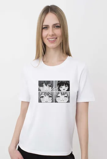 Футболка женская с рисунком "Аниме" T-SHIRT WOMEN UNIQUE PRINT 4802/010 (white W00060), белый Футболка женская с рисунком "Аниме" T-SHIRT WOMEN UNIQUE PRINT 4802/010 (white W00060), белый