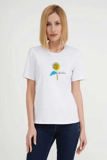 Футболка женская с надписью "Ukraine" T-SHIRT WOMEN UNIQUE PRINT 4802/010 (white W00018), белый