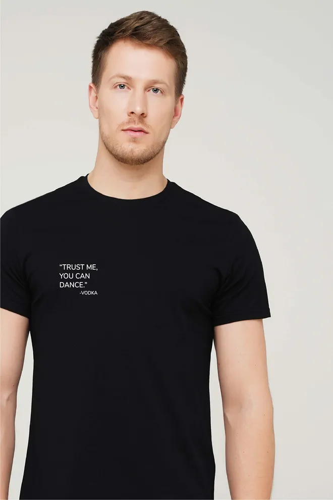 Футболка з принтом «Trust me, you can dance» T-SHIRT MEN UNIQUE PRINT 4601/010, black M00041 чорний