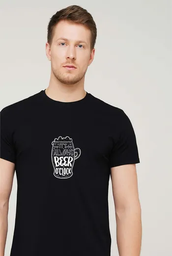 Футболка с принтом "Beer" T-SHIRT MEN UNIQUE PRINT 4601/010 black M00045, черный Футболка с принтом "Beer" T-SHIRT MEN UNIQUE PRINT 4601/010 black M00045, черный