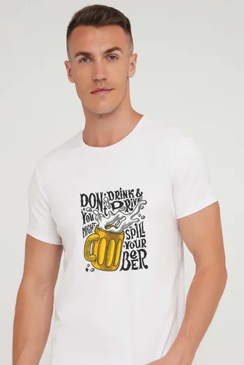 Футболка с принтом "Beer" T-SHIRT MEN UNIQUE PRINT 4601/010 white M00049, белый
