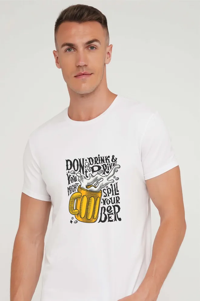 Футболка з принтом "Beer" T-SHIRT MEN UNIQUE PRINT 4601/010 white M00049, білий