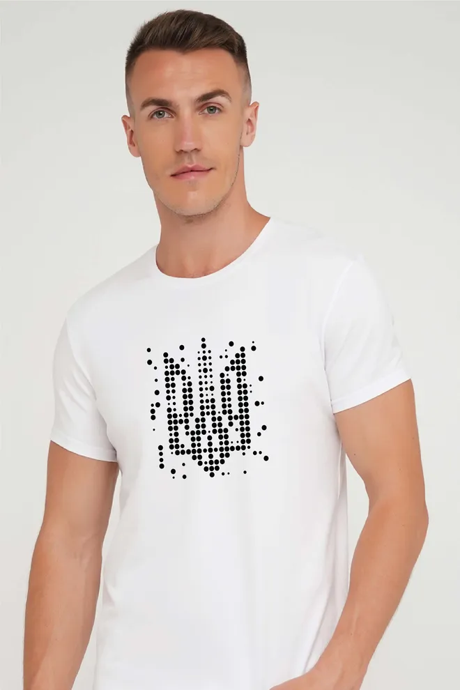 Футболка чоловіча з принтом "Герб" T-SHIRT MEN UNIQUE PRINT 4601/010 white M00019, білий