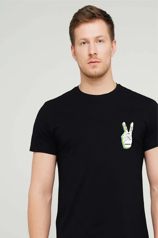 Футболка чоловіча з написом "Ukraine" T-SHIRT MEN UNIQUE PRINT 4601/010 black M00020, чорний