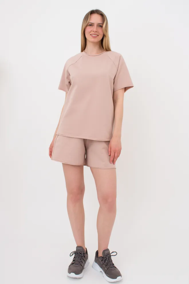 Женская футболка оверсайз из двухнитки STREET STYLE 4813/180 Giulia beige (бежевый)