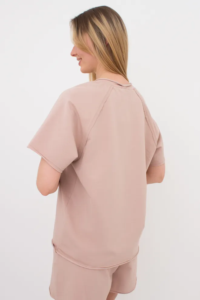 Женская футболка оверсайз из двухнитки STREET STYLE 4813/180 Giulia beige (бежевый)