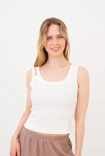 Женская майка с квадратным вырезом в рубчик RIB 3815/010 Giulia milk (белый) Женская майка с квадратным вырезом в рубчик RIB 3815/010 Giulia milk (белый)