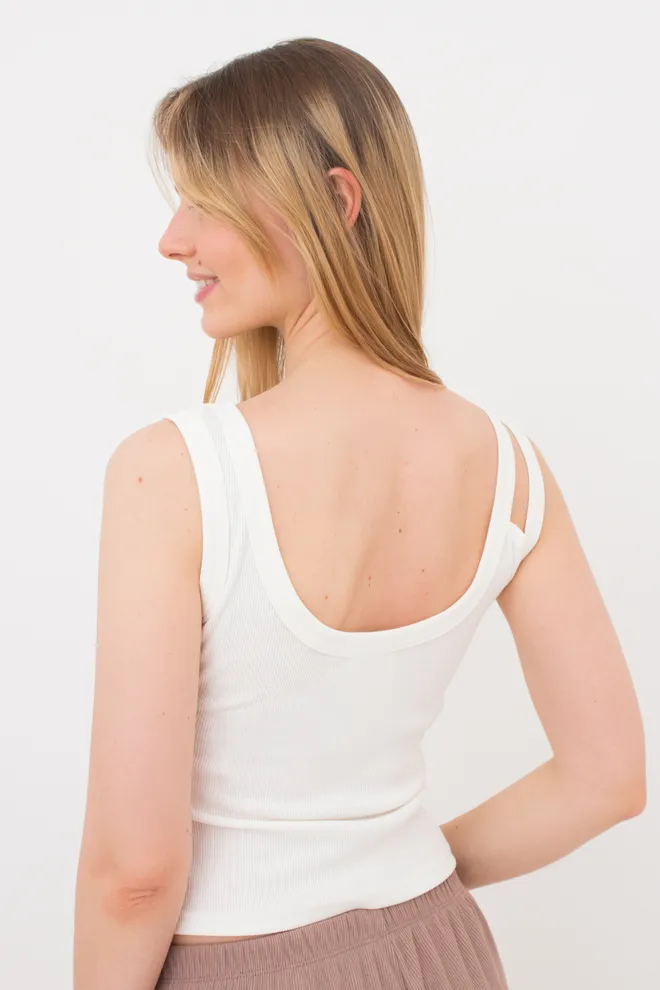 Женская майка с квадратным вырезом в рубчик RIB 3815/010 Giulia milk (белый)