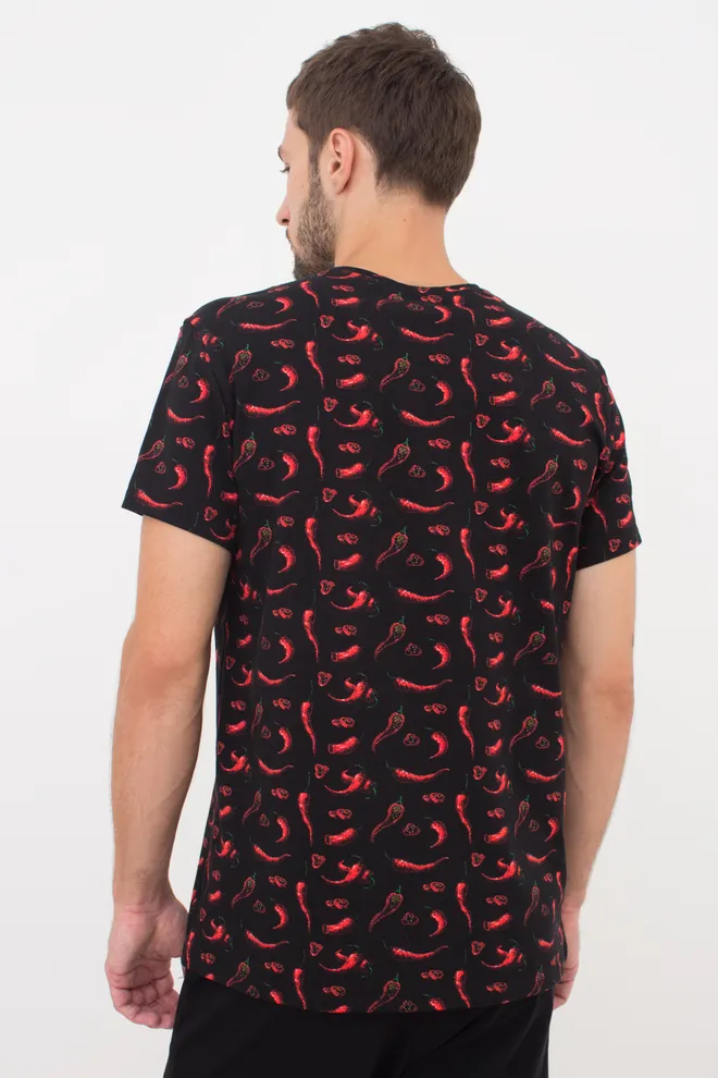 Футболка мужская с принтом острые перцы COUNTRY PRINT 4601/010 black/peppers (черный)