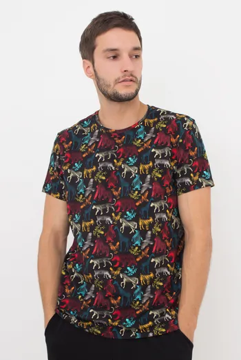 Футболка мужская Adam 49/409/010 Giulia (black/animal), чёрный Футболка мужская Adam 49/409/010 Giulia (black/animal), чёрный