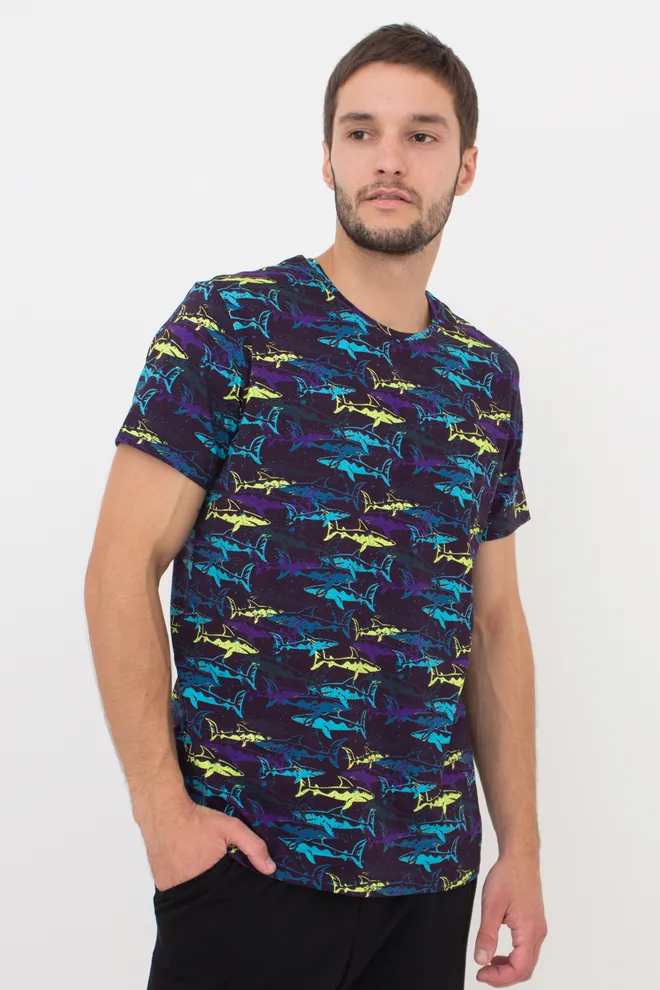 Футболка мужская Adam 49/409/010 Giulia (purple/shark), фиолетовый