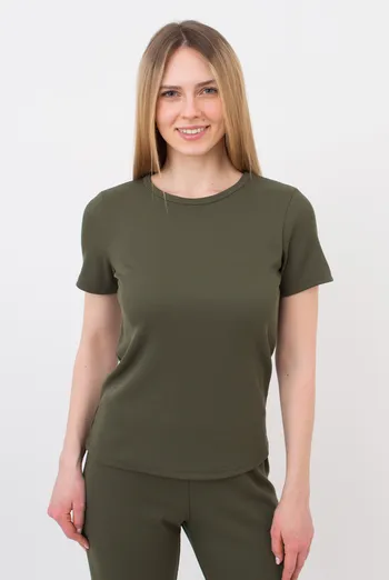 Футболка женская в рубчик Rib 4804/010 Giulia (khaki), зеленый Футболка женская в рубчик Rib 4804/010 Giulia (khaki), зеленый