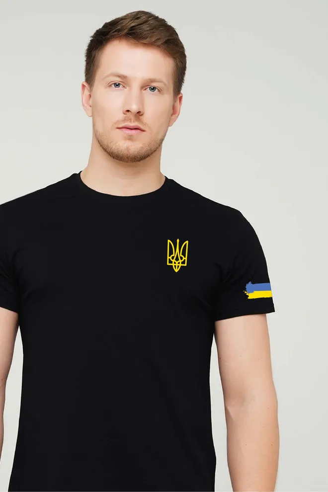 Футболка з патріотичною символікою T-SHIRT MEN UNIQUE PRINT 4601/010, black M00021 (чорний)