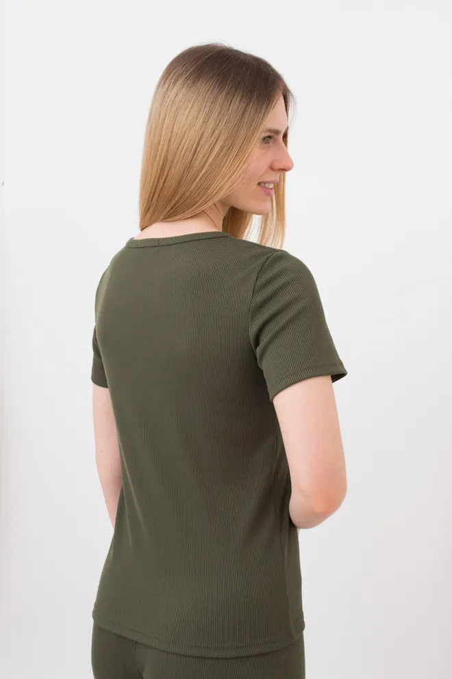 Футболка женская в рубчик Rib 4804/010 Giulia  (khaki), зеленый