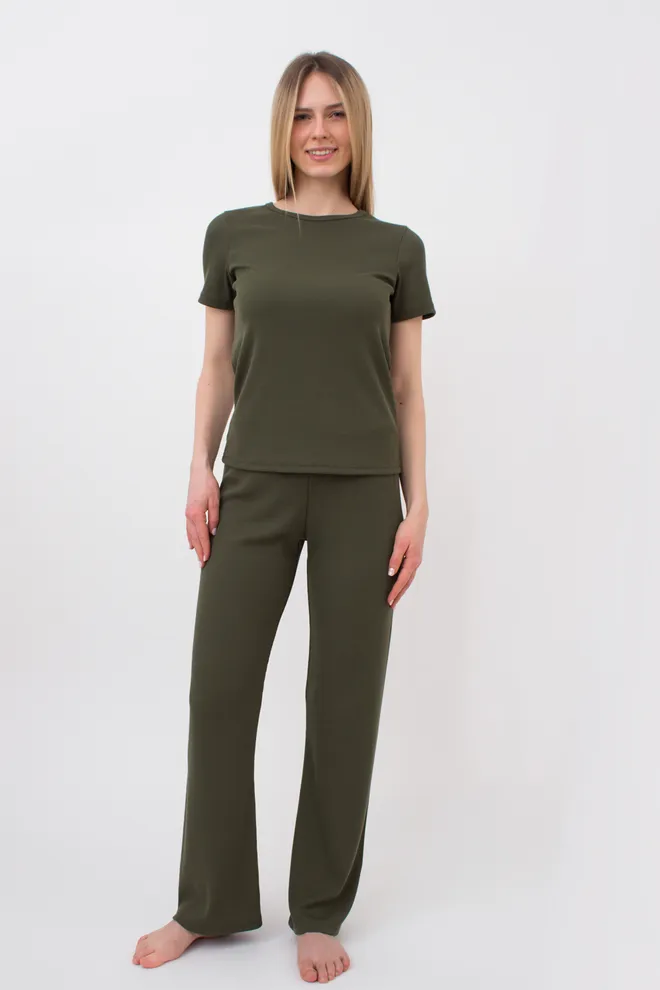 Футболка женская в рубчик Rib 4804/010 Giulia  (khaki), зеленый