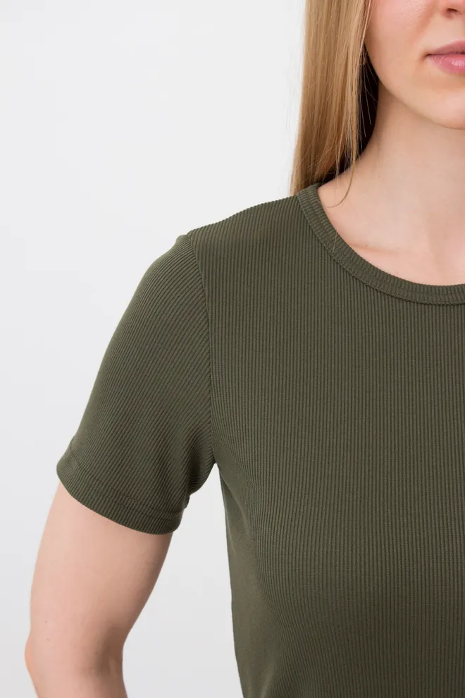 Футболка женская в рубчик Rib 4804/010 Giulia  (khaki), зеленый