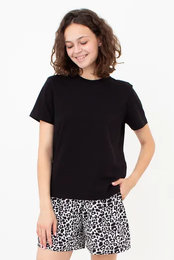 Хлопковая футболка T-SHIRT BASIC NECK FLEX 4815/010 Giulia (black), черный