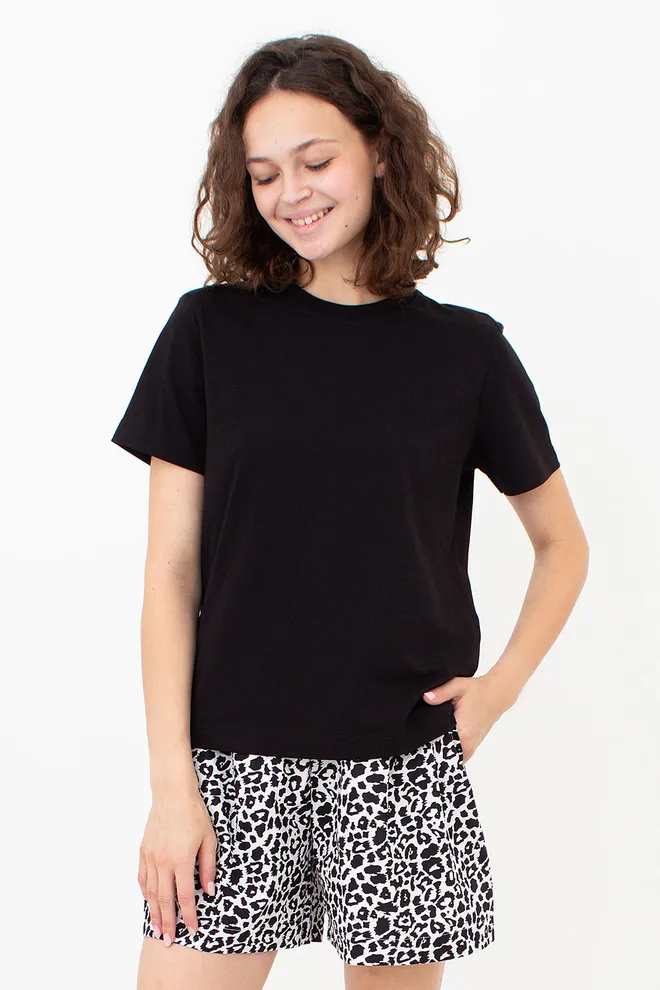 Хлопковая футболка T-SHIRT BASIC NECK FLEX 4815/010 Giulia (black), черный