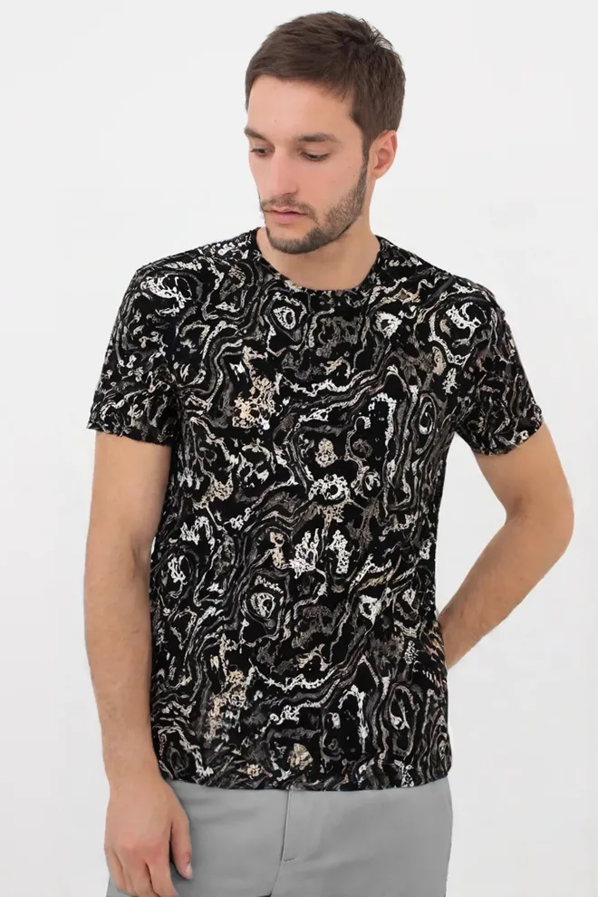 Футболка мужская принтованная COUNTRY PRINT 4601/010 Giulia (abstract print), черный